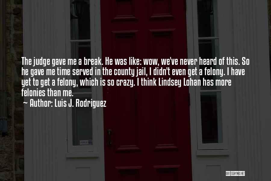 Luis J. Rodriguez Quotes: The Judge Gave Me A Break. He Was Like: Wow, We've Never Heard Of This. So He Gave Me Time