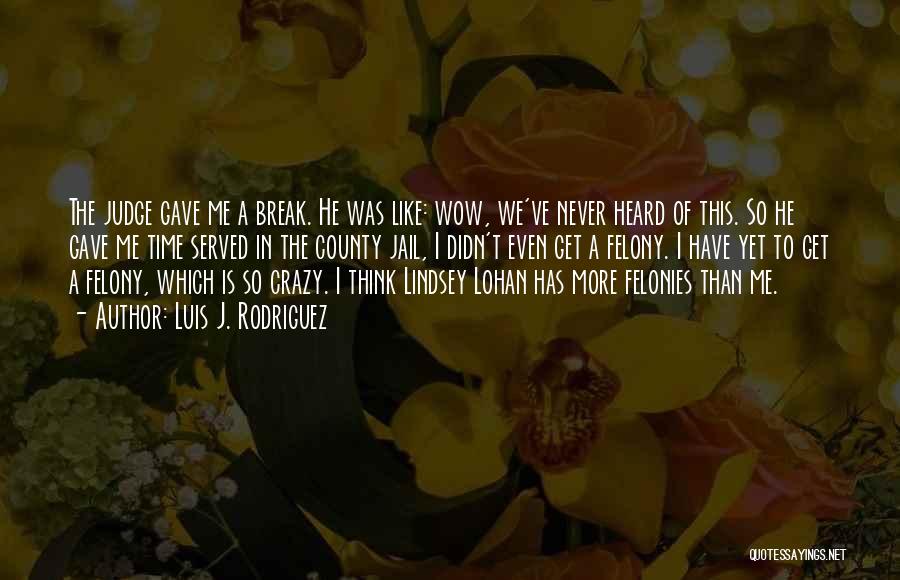 Luis J. Rodriguez Quotes: The Judge Gave Me A Break. He Was Like: Wow, We've Never Heard Of This. So He Gave Me Time