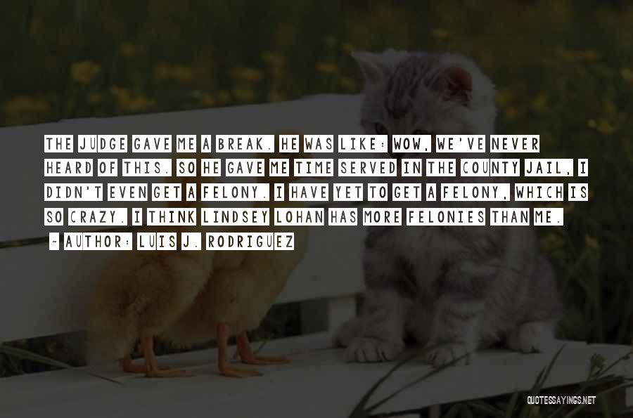Luis J. Rodriguez Quotes: The Judge Gave Me A Break. He Was Like: Wow, We've Never Heard Of This. So He Gave Me Time