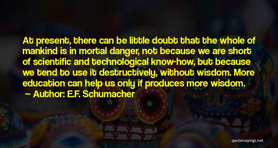E.F. Schumacher Quotes: At Present, There Can Be Little Doubt That The Whole Of Mankind Is In Mortal Danger, Not Because We Are
