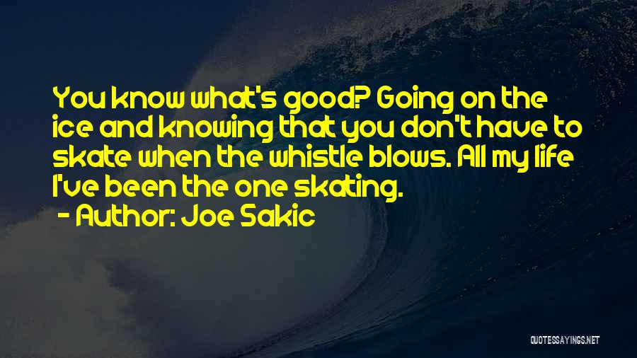 Joe Sakic Quotes: You Know What's Good? Going On The Ice And Knowing That You Don't Have To Skate When The Whistle Blows.