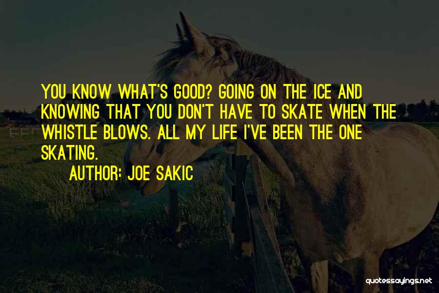 Joe Sakic Quotes: You Know What's Good? Going On The Ice And Knowing That You Don't Have To Skate When The Whistle Blows.