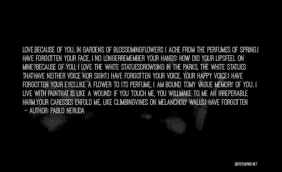 Pablo Neruda Quotes: Love.because Of You, In Gardens Of Blossomingflowers I Ache From The Perfumes Of Spring.i Have Forgotten Your Face, I No