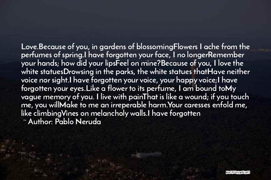 Pablo Neruda Quotes: Love.because Of You, In Gardens Of Blossomingflowers I Ache From The Perfumes Of Spring.i Have Forgotten Your Face, I No