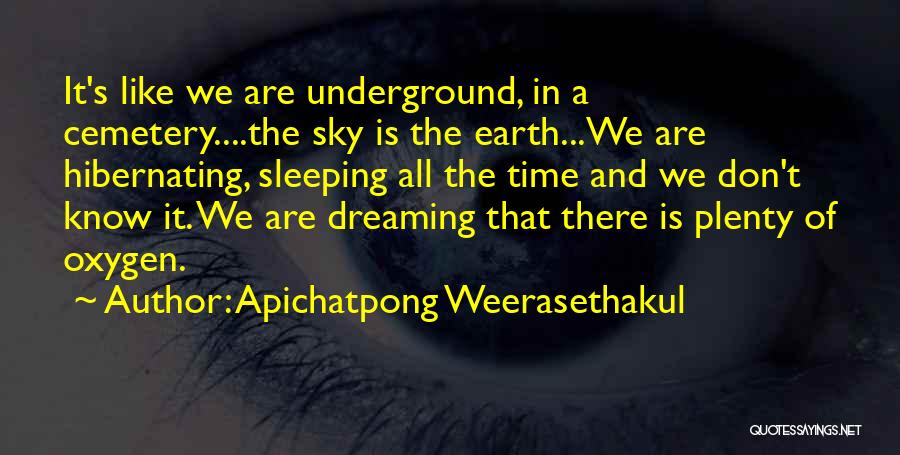 Apichatpong Weerasethakul Quotes: It's Like We Are Underground, In A Cemetery....the Sky Is The Earth...we Are Hibernating, Sleeping All The Time And We