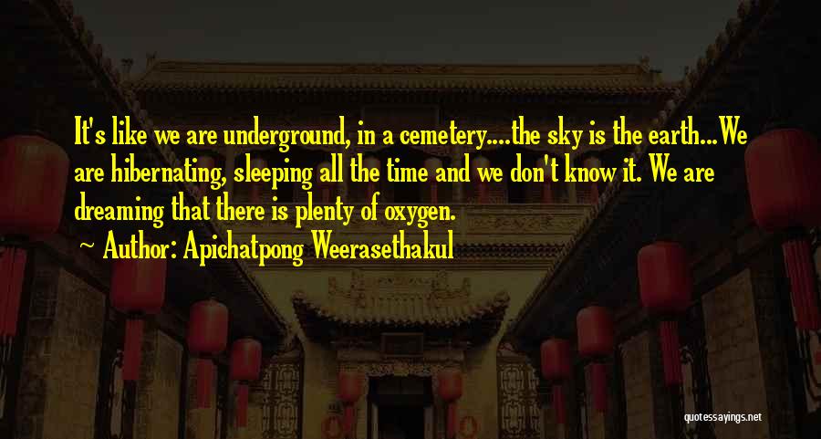 Apichatpong Weerasethakul Quotes: It's Like We Are Underground, In A Cemetery....the Sky Is The Earth...we Are Hibernating, Sleeping All The Time And We