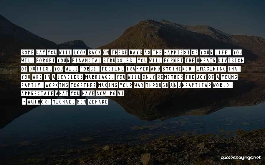 Michael Ben Zehabe Quotes: Some Day You Will Look Back On These Days As The Happiest Of Your Life. You Will Forget Your Financial