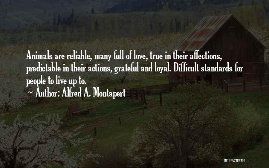 Alfred A. Montapert Quotes: Animals Are Reliable, Many Full Of Love, True In Their Affections, Predictable In Their Actions, Grateful And Loyal. Difficult Standards