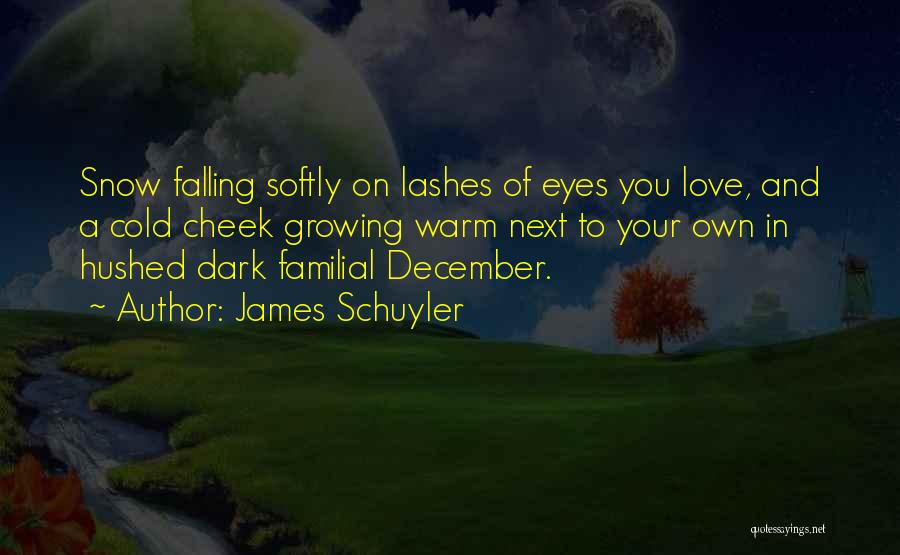 James Schuyler Quotes: Snow Falling Softly On Lashes Of Eyes You Love, And A Cold Cheek Growing Warm Next To Your Own In