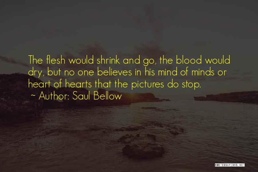 Saul Bellow Quotes: The Flesh Would Shrink And Go, The Blood Would Dry, But No One Believes In His Mind Of Minds Or