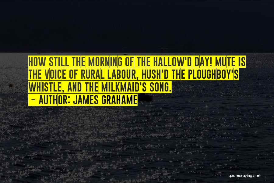 James Grahame Quotes: How Still The Morning Of The Hallow'd Day! Mute Is The Voice Of Rural Labour, Hush'd The Ploughboy's Whistle, And