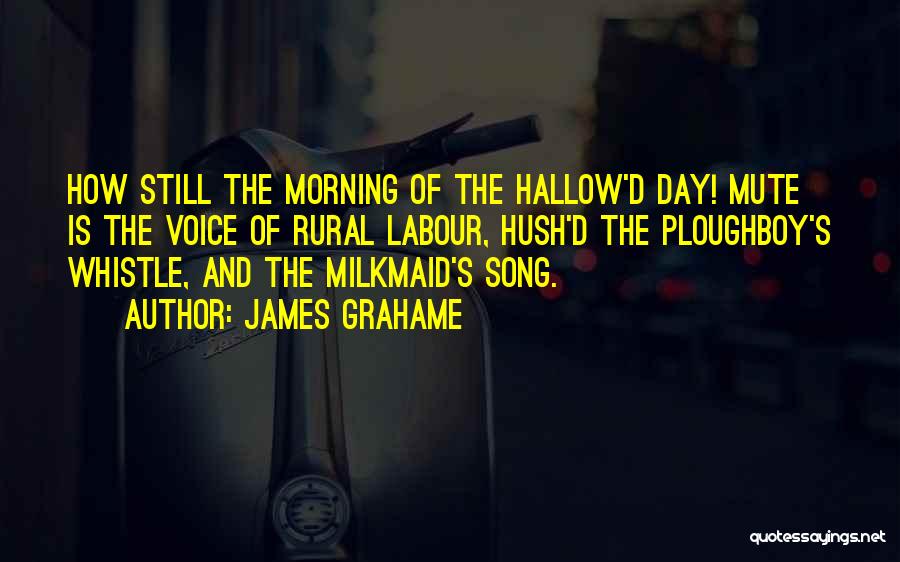 James Grahame Quotes: How Still The Morning Of The Hallow'd Day! Mute Is The Voice Of Rural Labour, Hush'd The Ploughboy's Whistle, And