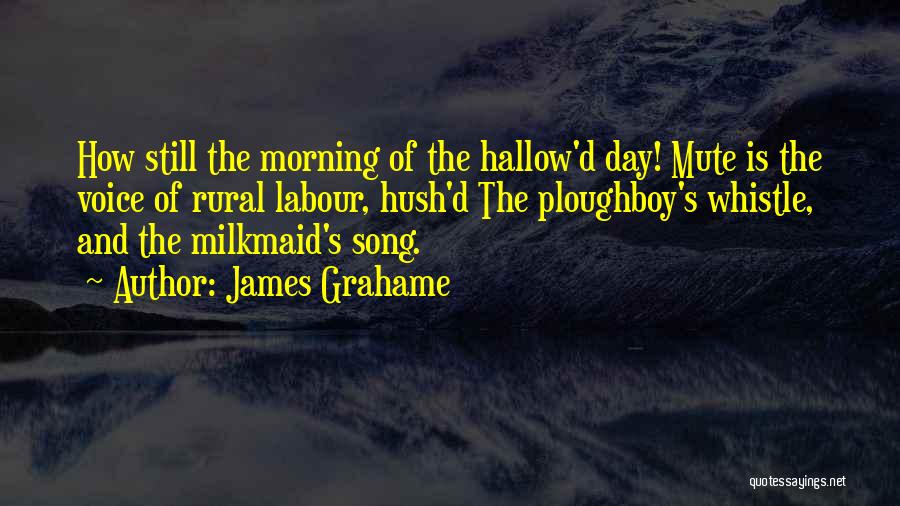 James Grahame Quotes: How Still The Morning Of The Hallow'd Day! Mute Is The Voice Of Rural Labour, Hush'd The Ploughboy's Whistle, And