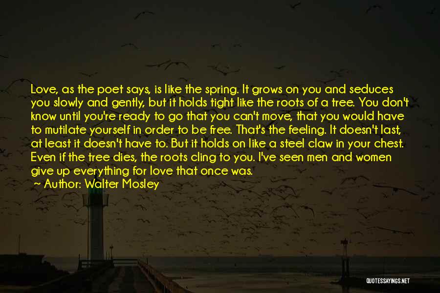 Walter Mosley Quotes: Love, As The Poet Says, Is Like The Spring. It Grows On You And Seduces You Slowly And Gently, But