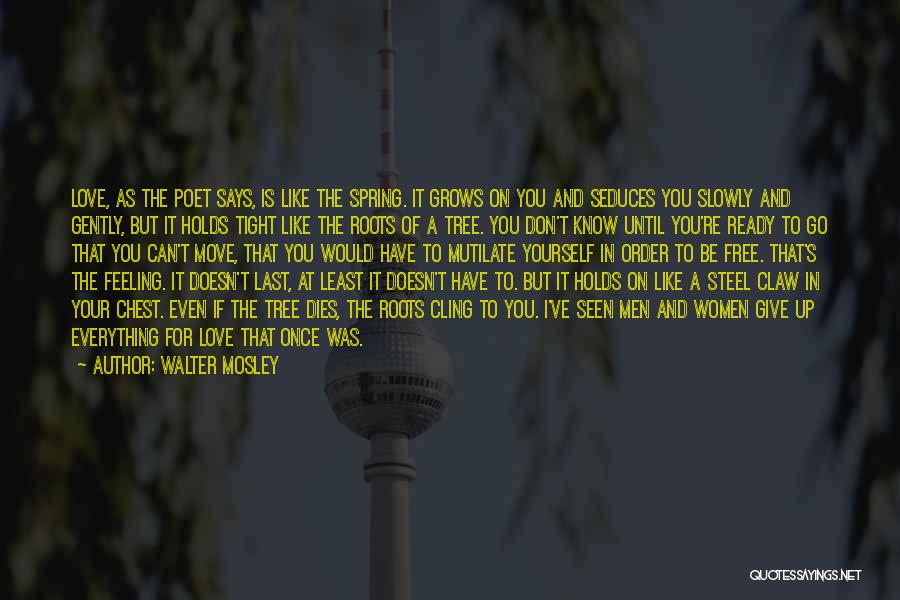 Walter Mosley Quotes: Love, As The Poet Says, Is Like The Spring. It Grows On You And Seduces You Slowly And Gently, But