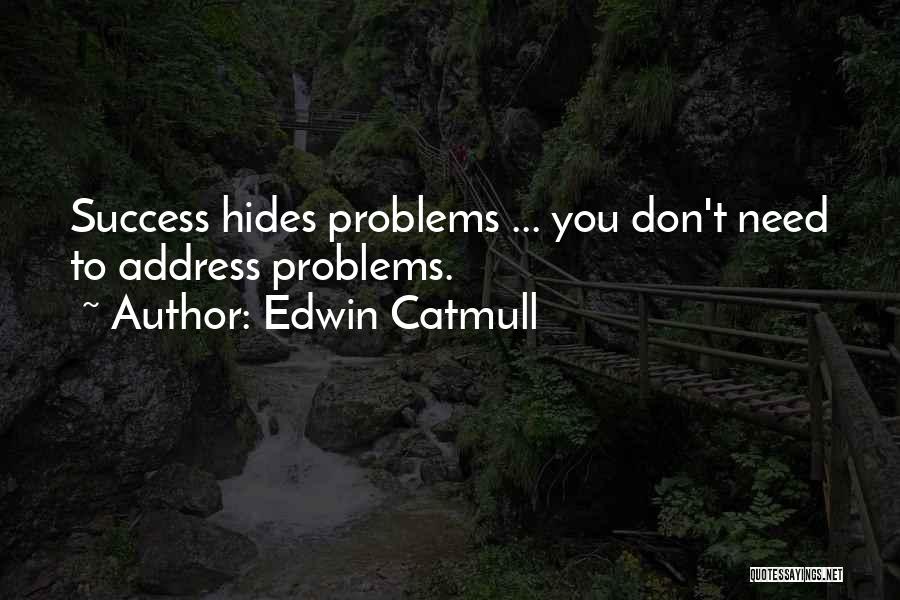 Edwin Catmull Quotes: Success Hides Problems ... You Don't Need To Address Problems.