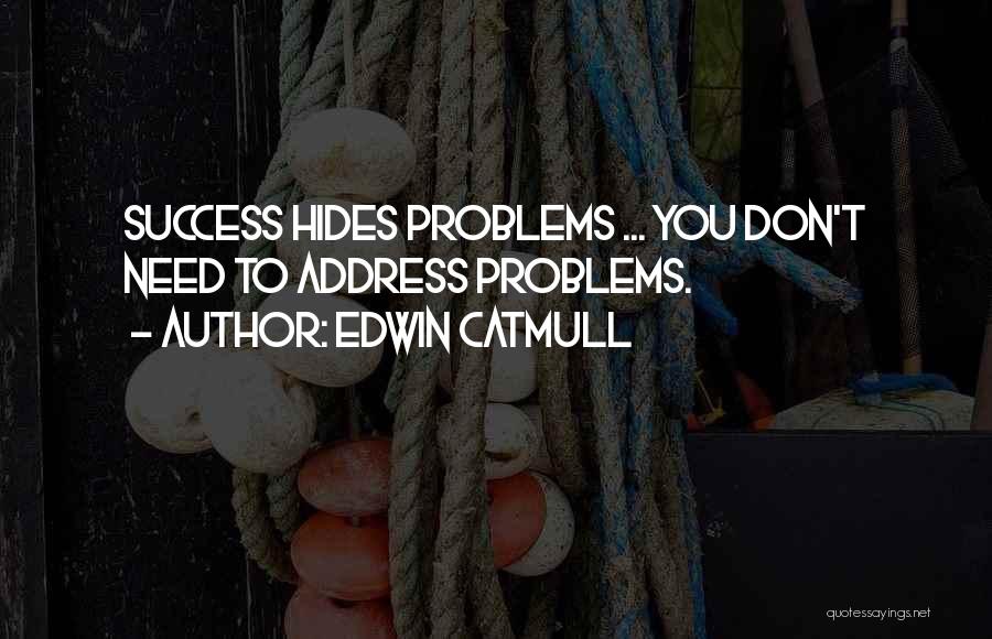 Edwin Catmull Quotes: Success Hides Problems ... You Don't Need To Address Problems.