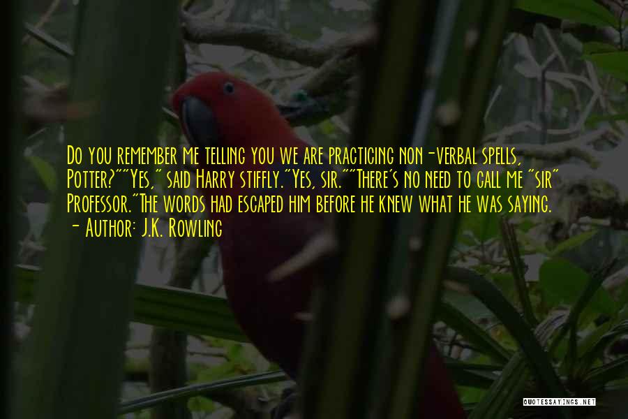 J.K. Rowling Quotes: Do You Remember Me Telling You We Are Practicing Non-verbal Spells, Potter?yes, Said Harry Stiffly.yes, Sir.there's No Need To Call