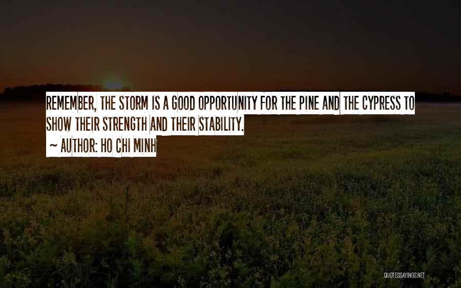 Ho Chi Minh Quotes: Remember, The Storm Is A Good Opportunity For The Pine And The Cypress To Show Their Strength And Their Stability.