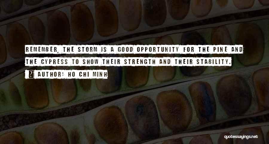 Ho Chi Minh Quotes: Remember, The Storm Is A Good Opportunity For The Pine And The Cypress To Show Their Strength And Their Stability.