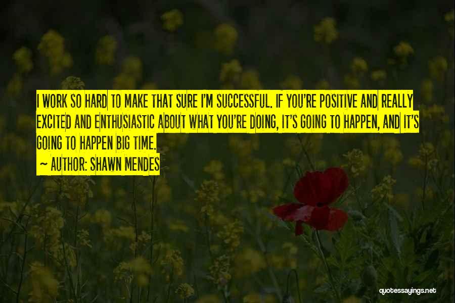 Shawn Mendes Quotes: I Work So Hard To Make That Sure I'm Successful. If You're Positive And Really Excited And Enthusiastic About What