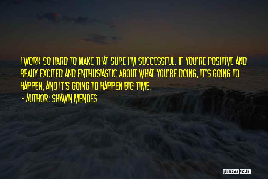 Shawn Mendes Quotes: I Work So Hard To Make That Sure I'm Successful. If You're Positive And Really Excited And Enthusiastic About What