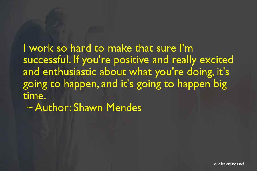 Shawn Mendes Quotes: I Work So Hard To Make That Sure I'm Successful. If You're Positive And Really Excited And Enthusiastic About What