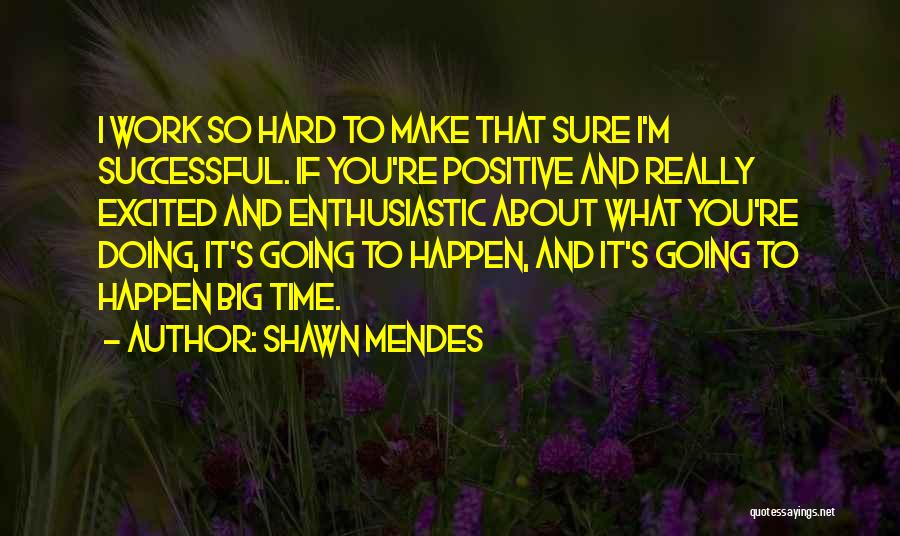 Shawn Mendes Quotes: I Work So Hard To Make That Sure I'm Successful. If You're Positive And Really Excited And Enthusiastic About What