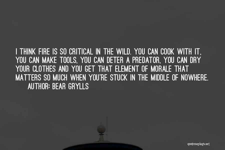 Bear Grylls Quotes: I Think Fire Is So Critical In The Wild. You Can Cook With It, You Can Make Tools, You Can