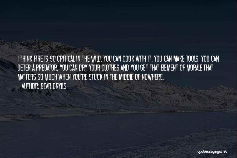 Bear Grylls Quotes: I Think Fire Is So Critical In The Wild. You Can Cook With It, You Can Make Tools, You Can