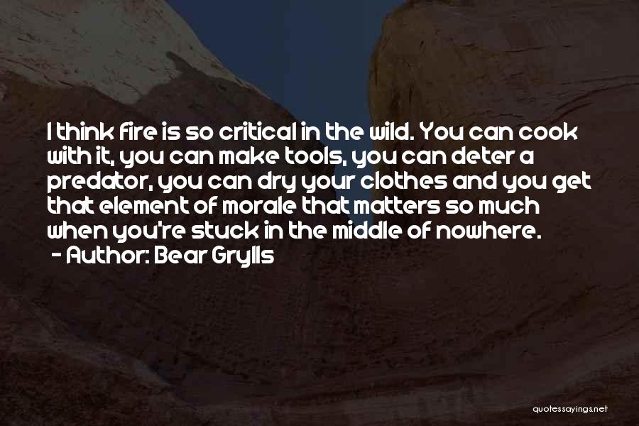 Bear Grylls Quotes: I Think Fire Is So Critical In The Wild. You Can Cook With It, You Can Make Tools, You Can