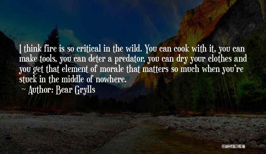 Bear Grylls Quotes: I Think Fire Is So Critical In The Wild. You Can Cook With It, You Can Make Tools, You Can