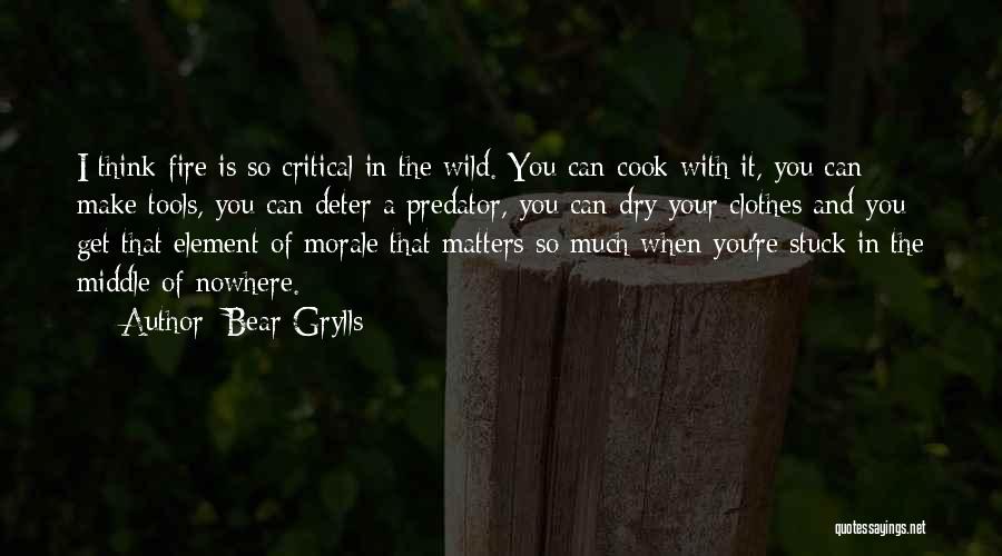 Bear Grylls Quotes: I Think Fire Is So Critical In The Wild. You Can Cook With It, You Can Make Tools, You Can