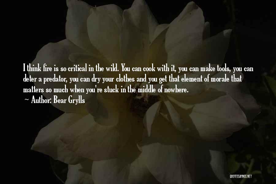 Bear Grylls Quotes: I Think Fire Is So Critical In The Wild. You Can Cook With It, You Can Make Tools, You Can