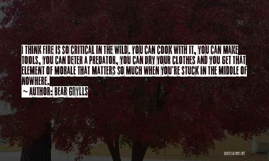 Bear Grylls Quotes: I Think Fire Is So Critical In The Wild. You Can Cook With It, You Can Make Tools, You Can