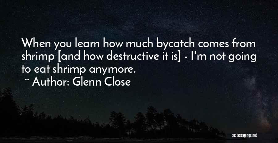 Glenn Close Quotes: When You Learn How Much Bycatch Comes From Shrimp [and How Destructive It Is] - I'm Not Going To Eat