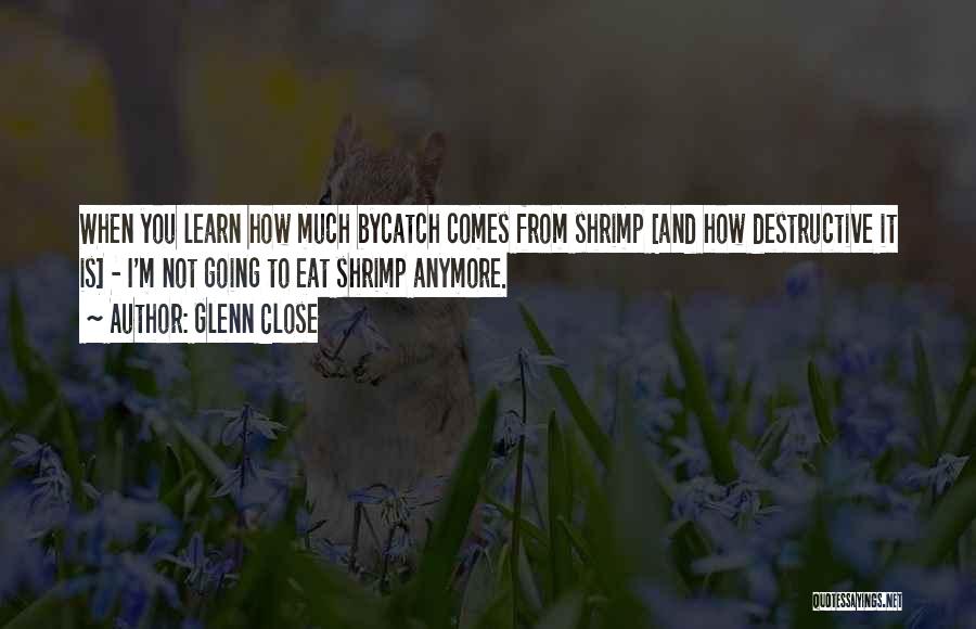 Glenn Close Quotes: When You Learn How Much Bycatch Comes From Shrimp [and How Destructive It Is] - I'm Not Going To Eat