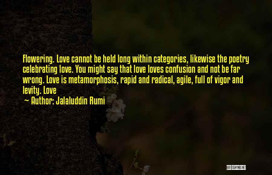 Jalaluddin Rumi Quotes: Flowering. Love Cannot Be Held Long Within Categories, Likewise The Poetry Celebrating Love. You Might Say That Love Loves Confusion