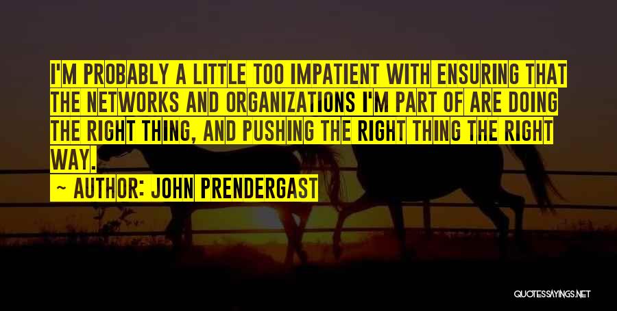 John Prendergast Quotes: I'm Probably A Little Too Impatient With Ensuring That The Networks And Organizations I'm Part Of Are Doing The Right