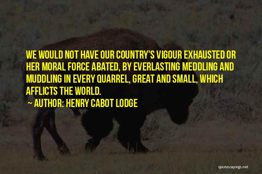 Henry Cabot Lodge Quotes: We Would Not Have Our Country's Vigour Exhausted Or Her Moral Force Abated, By Everlasting Meddling And Muddling In Every