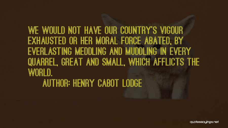 Henry Cabot Lodge Quotes: We Would Not Have Our Country's Vigour Exhausted Or Her Moral Force Abated, By Everlasting Meddling And Muddling In Every