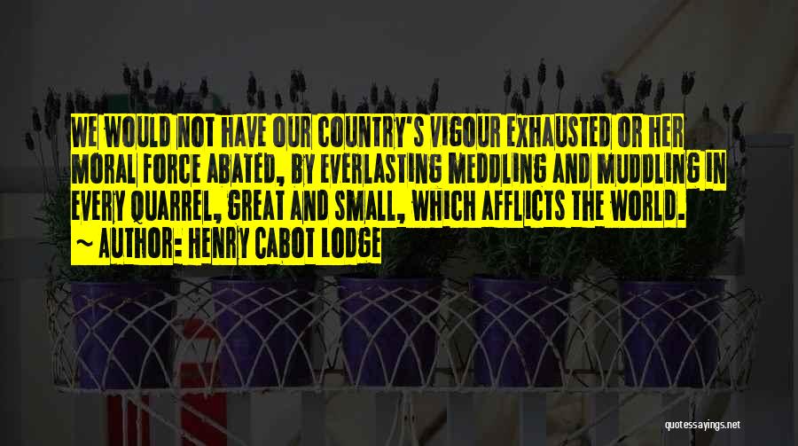 Henry Cabot Lodge Quotes: We Would Not Have Our Country's Vigour Exhausted Or Her Moral Force Abated, By Everlasting Meddling And Muddling In Every