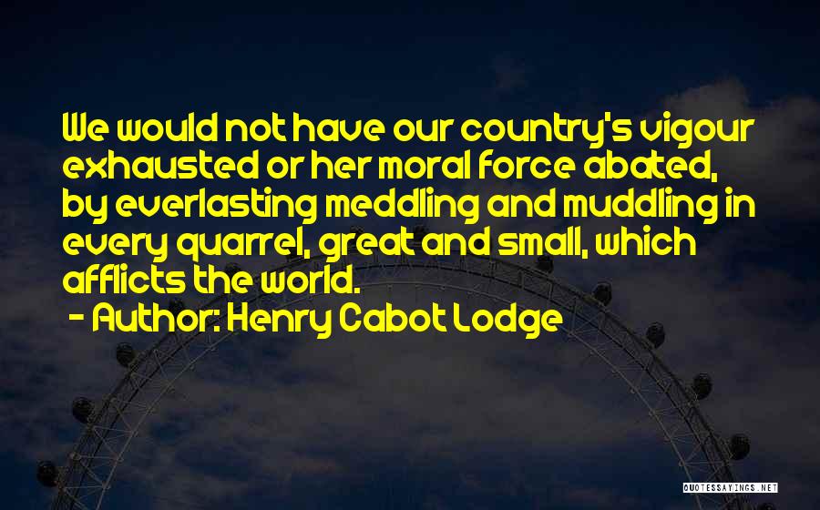 Henry Cabot Lodge Quotes: We Would Not Have Our Country's Vigour Exhausted Or Her Moral Force Abated, By Everlasting Meddling And Muddling In Every