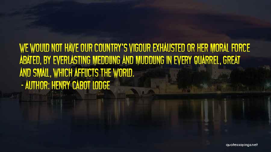 Henry Cabot Lodge Quotes: We Would Not Have Our Country's Vigour Exhausted Or Her Moral Force Abated, By Everlasting Meddling And Muddling In Every