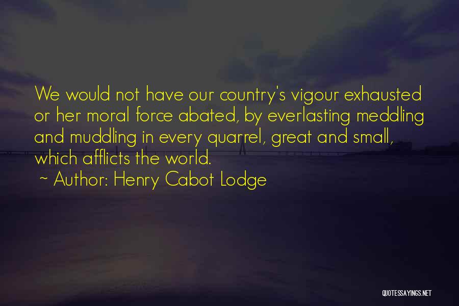 Henry Cabot Lodge Quotes: We Would Not Have Our Country's Vigour Exhausted Or Her Moral Force Abated, By Everlasting Meddling And Muddling In Every