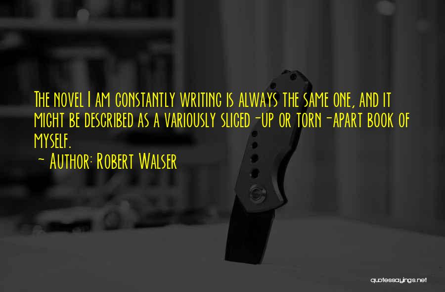 Robert Walser Quotes: The Novel I Am Constantly Writing Is Always The Same One, And It Might Be Described As A Variously Sliced-up