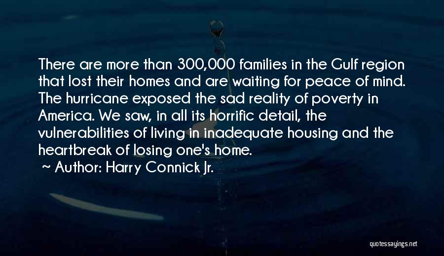 Harry Connick Jr. Quotes: There Are More Than 300,000 Families In The Gulf Region That Lost Their Homes And Are Waiting For Peace Of