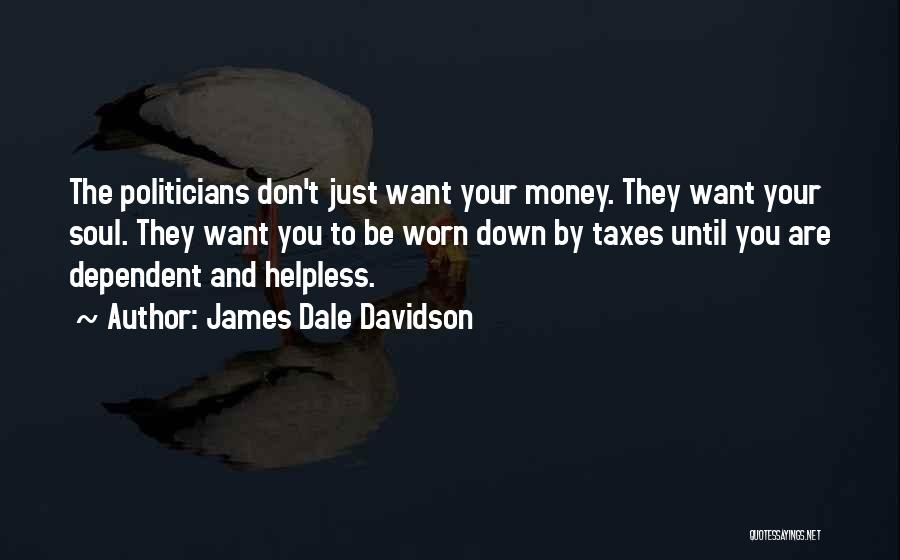 James Dale Davidson Quotes: The Politicians Don't Just Want Your Money. They Want Your Soul. They Want You To Be Worn Down By Taxes