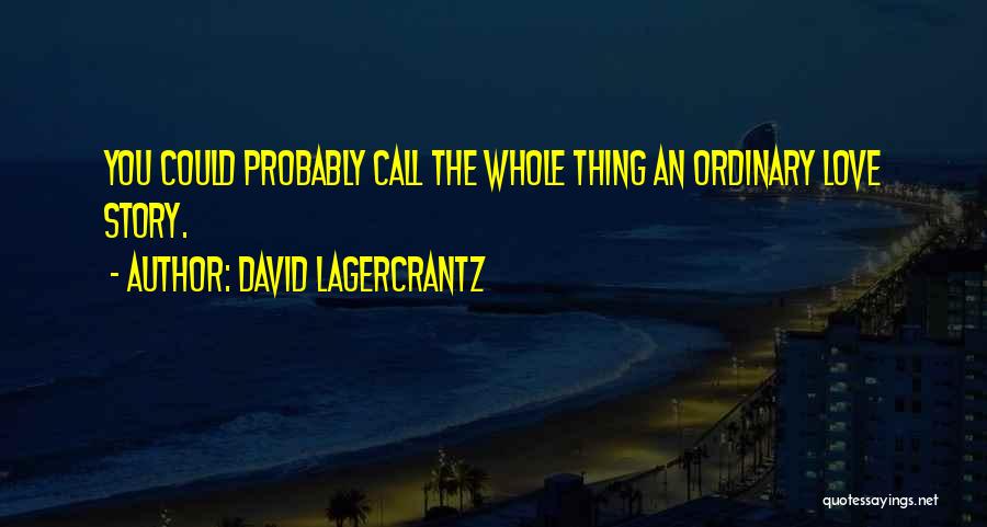 David Lagercrantz Quotes: You Could Probably Call The Whole Thing An Ordinary Love Story.