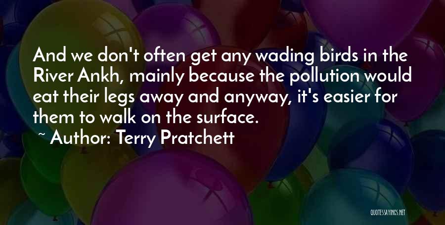 Terry Pratchett Quotes: And We Don't Often Get Any Wading Birds In The River Ankh, Mainly Because The Pollution Would Eat Their Legs